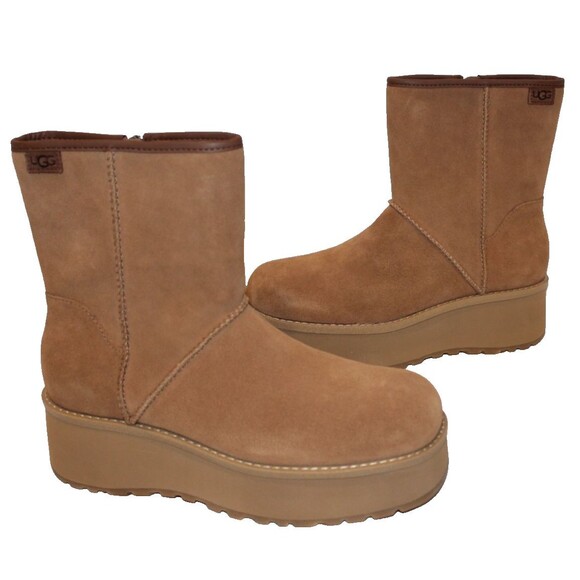 UGG CITYFUNC MID CHESTNUT LEATHER WATERPROOF‎ ZIP WOMEN'S BOOTS SIZE NIB - Picture 1 of 9